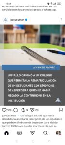 La justicia de Tucumán, ordena a colegio a inscribir a un alumno discapacitado.