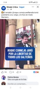 Juro como senador provincial Roque Cornejo, un egresado de universidad pública que pregona el cierre de las universidades públicas